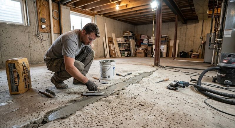 Cracked Basement Floor Repair in Greenville, SC