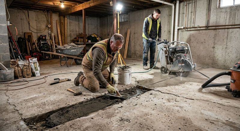 Cracked Basement Floor Repair in Greenville, SC